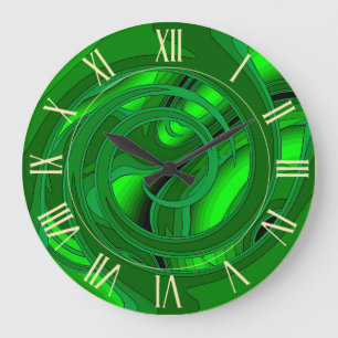 Luxury Modern Green Abstract Floral Rose Large Clock