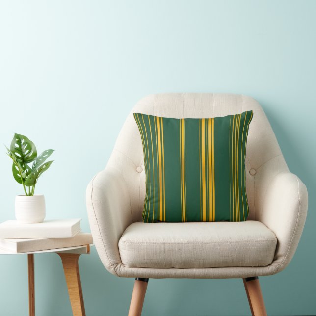 Luxury Modern Green Gold Linen Texture Collection Cushion (Chair)