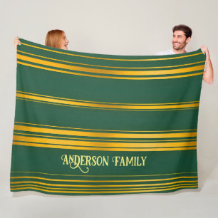 Luxury Modern Green Gold Linen Texture Collection Fleece Blanket