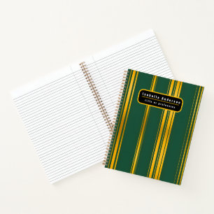 Luxury Modern Green Gold Linen Texture Collection Notebook