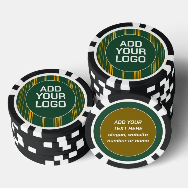 Luxury Modern Green Gold Linen Texture Collection Poker Chips (Stack)