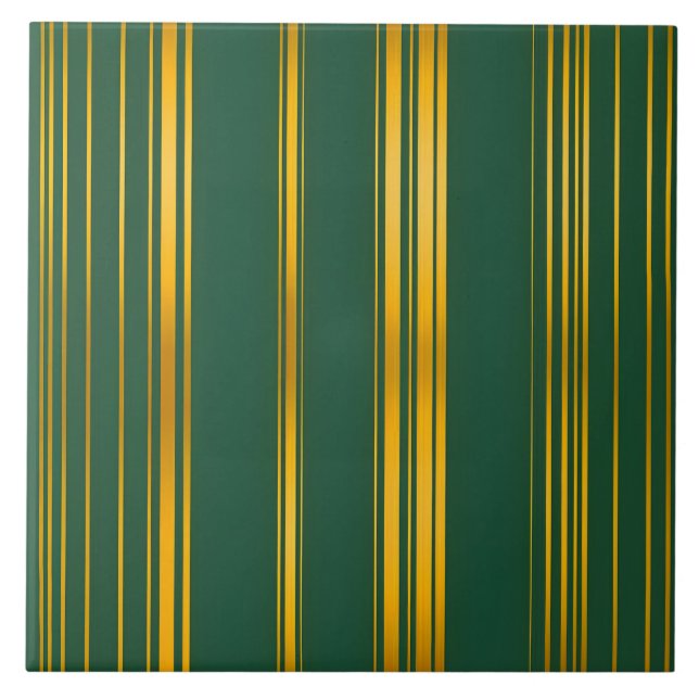 Luxury Modern Green Gold Linen Texture Collection Tile (Front)