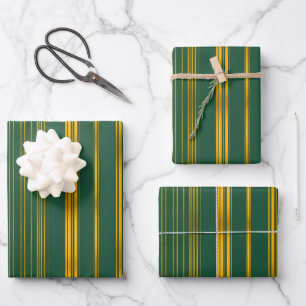 Luxury Modern Green Gold Linen Texture Collection Wrapping Paper Sheet