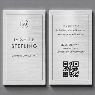 Luxury Modern Metallic Monogram QR Code Business Card