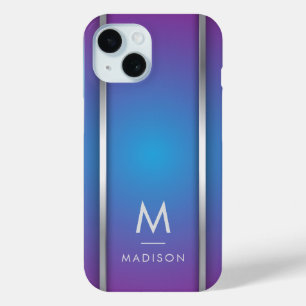 Luxury Modern Minimal Abstract Violet Blue iPhone 15 Case