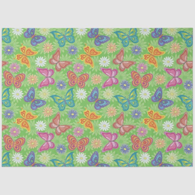 Luxury Modern Natural Floral Butterfly Tissue Paper (Front)