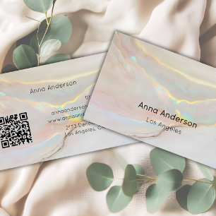 Luxury Modern Opal Stone Mineral Gold Qr Code Business Card