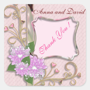 Luxury Modern Pink Heart Add Your Text Square Sticker