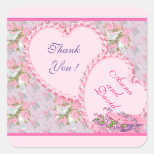 Luxury Modern Pink Rose Add Your Text Square Stick Sticker