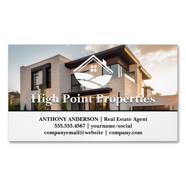 Luxury Modern Property | Real Estate Magnetic Business Card (Front)