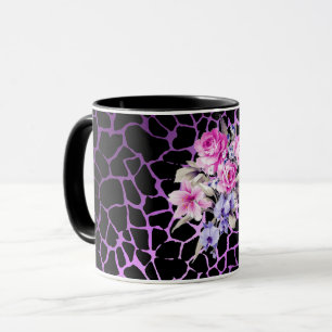 Luxury Modern Purple Black Rose Tigar Mug