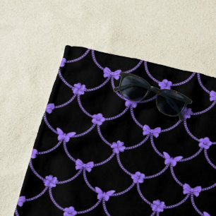 Luxury Modern Purple Natural Floral Butterfly Beach Towel