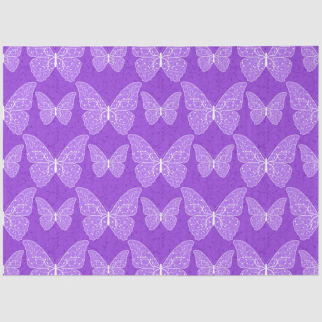 Luxury Modern Purple Natural Floral Butterfly Tissue Paper (Front)