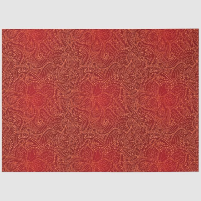 Luxury Modern Red Natural Floral Butterfly Tissue Paper (Front)