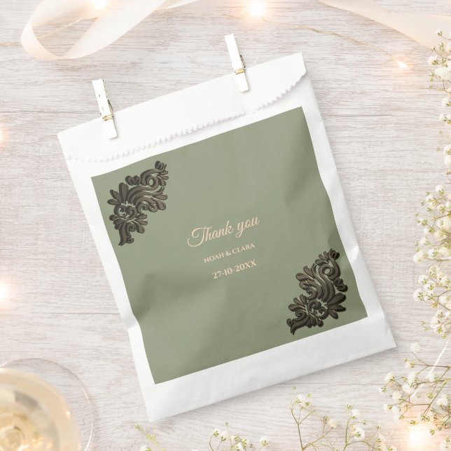 Luxury Modern Sage green & faux gold metallic Favour Bags (Clipped)
