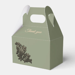 Luxury Modern Sage green & faux gold metallic Favour Box