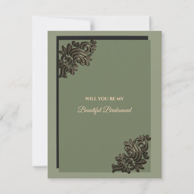 Luxury Modern Sage green gold bridesmaid proposal Invitation (Front)