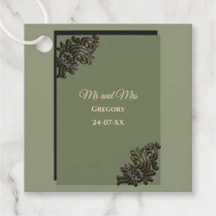 Luxury Modern Sage green & gold classic faux metal Favour Tags