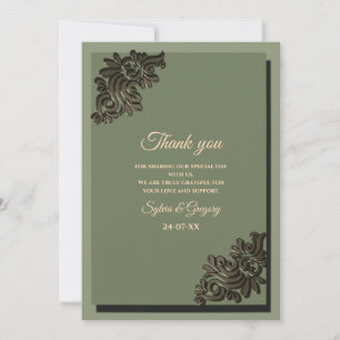 Luxury Modern Sage green & gold classic metallic Thank You Card