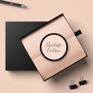 Luxury Modern Script Typography Blush Pink Classic Round Sticker