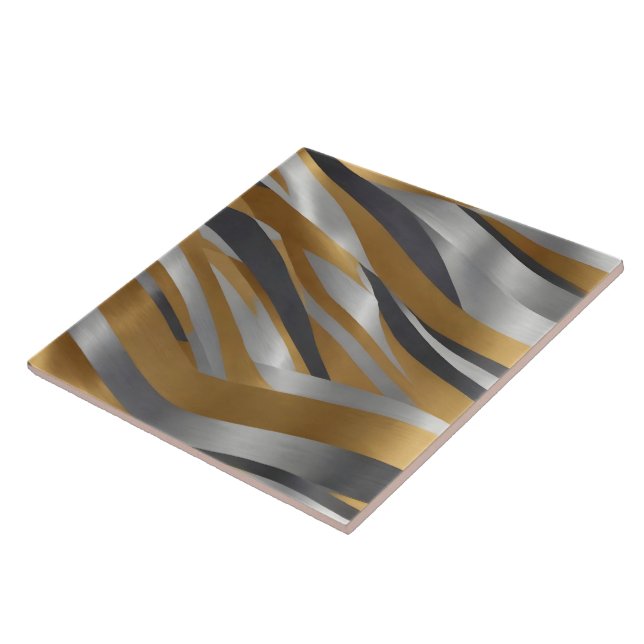 Luxury Modern Silver Gold Linen Texture Collection Tile (Side)