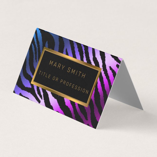 Luxury Modern Silver Purple Tiger Add Your Text Business Card (Front)