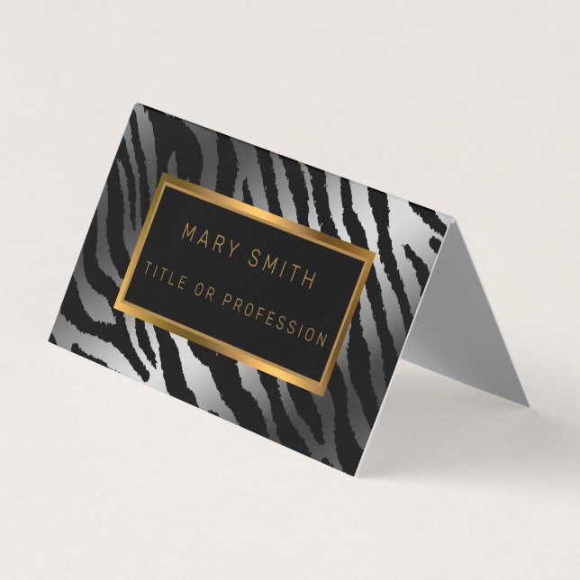 Luxury Modern Silver Tiger Add Your Text Business Card (Front)