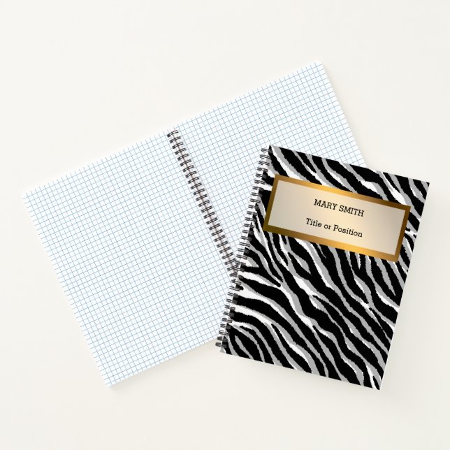 Luxury Modern Silver Tiger Add Your Text Notebook (Inside)