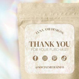 Luxury Modern Trendy Elegant Simple Thank You Square Sticker