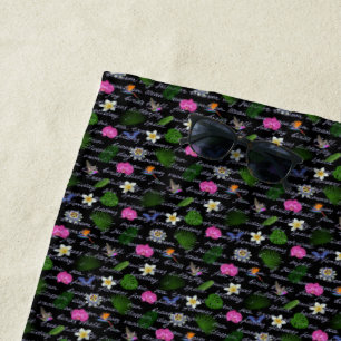 Luxury Modern Tropical Natural Floral Butterfly Beach Towel