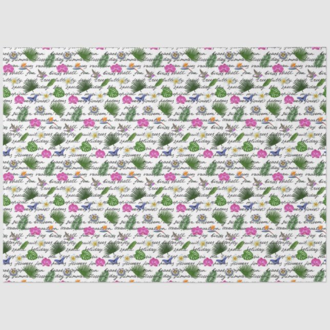 Luxury Modern Tropical Natural Floral Butterfly Tissue Paper (Front)