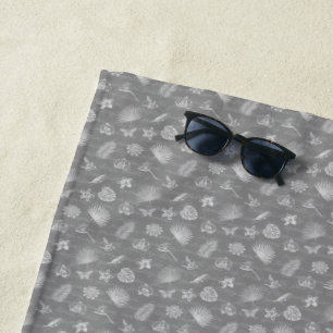 Luxury Modern Tropical Silver Natural Butterfly Beach Towel
