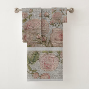 Luxury Modern Vintage Floral Rose Bath Towel Set