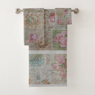 Luxury Modern Vintage Floral Rose Bath Towel Set