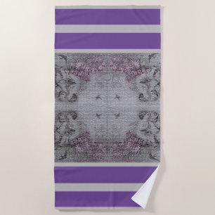 Luxury Modern Vintage Floral Rose Beach Towel