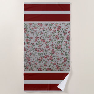 Luxury Modern Vintage Floral Rose Beach Towel