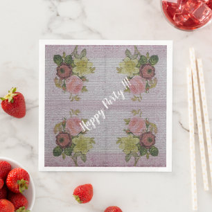 Luxury Modern Vintage Floral Rose Napkin