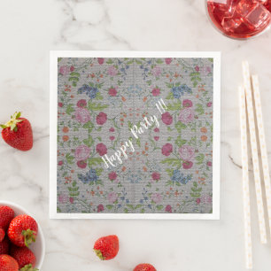 Luxury Modern Vintage Floral Rose Napkin