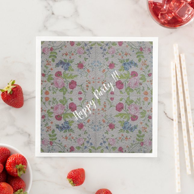 Luxury Modern Vintage Floral Rose Napkin (Insitu)