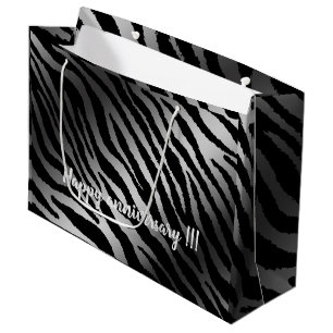 Luxury Modern Zebra Silver Black Line Large Gift Bag