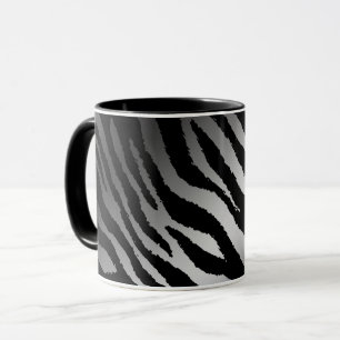 Luxury Modern Zebra Silver Black Line Mug