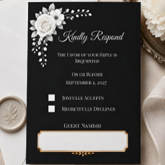Luxury Monochrome Wedding RSVP Card