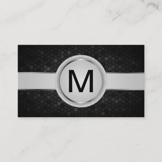 Luxury Monogram Band | Metallic Geometric Pattern Business Card (Front)