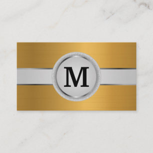 Luxury Monogram Band   Metallic Gold Brushed Business Card
