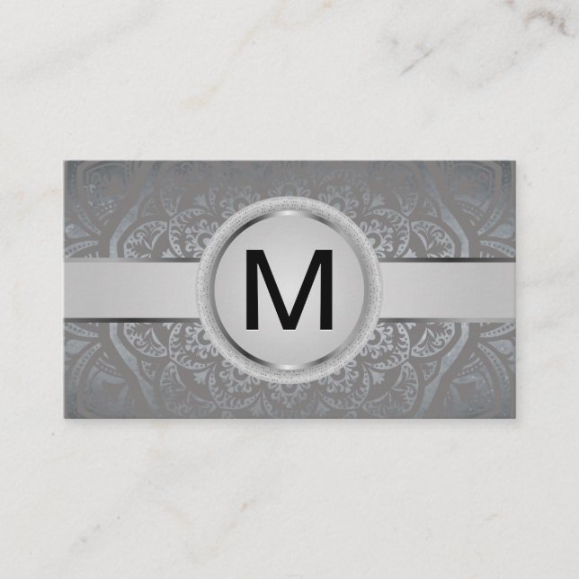 Luxury Monogram Band | Metallic Mandala Pattern Business Card (Front)