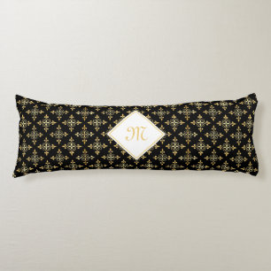 Luxury Monogram Black and Gold Quatre Floral Body Cushion