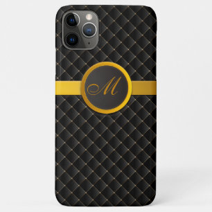 Luxury Monogram Black Diamond Upholstered Leather iPhone 11 Pro Max Case