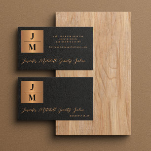 Luxury monogram black gold professional business card
