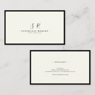 Luxury Monogram Black Ivory Chic Stylish Business Card