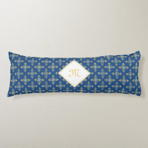 Luxury Monogram Blue and Gold Quatre Floral Body Cushion
